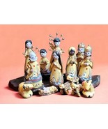 Vintage Tonola 14pc Mexican Folk Art Large Nativity Set Hand Made Hand P... - €104,16 EUR