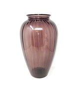 Anchor Hocking Purple Amethyst Glass Ribbed Rib Panel Vase 12.25&quot; - $59.30 CAD