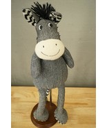 Tilly Knit Zebra Black Gray White Pier 1 Imports Plush Animal Toy Lovey 21&quot; - £11.60 GBP