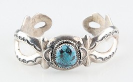 Vtg Sterling Silver Gilbert Tom Navajo Turquoise Cuff Bracelet Unique Piece - $253.75