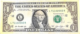 $1 One Dollar Bill L 71102002 R birthday anniversary July 11, 2002 - £32.12 GBP