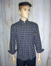 Woolrich Men&#39;s Medium Shirt Navy &amp; Yellow Plaid L/S All Cotton Button Down - $27.77