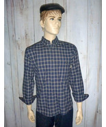 Woolrich Men&#39;s Medium Shirt Navy &amp; Yellow Plaid L/S All Cotton Button Down - $38.52 CAD