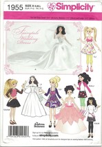 Simplicity 1955 Fairytale Wedding Dress Fashion Doll 3 Sizes Clothing Pattern UC - £8.51 GBP