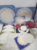Huge Lot Lace Paper Doilies Lg Med Small Red white Oval Round Square Par... - £27.96 GBP