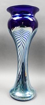 Correia Signed Vintage 1979 Large Cobalt Blue Pulled Feather Art Glass Vase - £617.28 GBP