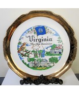 Vintage Plate Virginia The Old Dominion State 9  Inch  Edge with Gold - £12.61 GBP