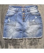 Justice Girls Denim Stretch Jeans Button Up Skirt Size 16 Built-in Shorts - $34.17 CAD