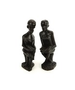 Set of 2 Carved Ebony Statuette Figurines, African Tribal Women, One Wit... - £46.19 GBP