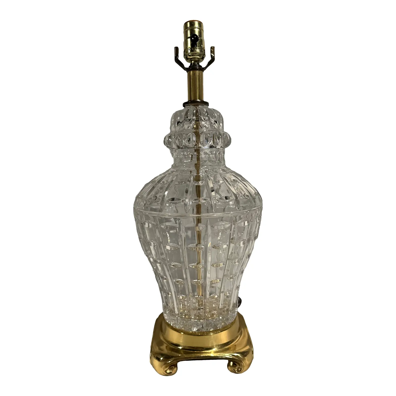 Vintage Waterford Style Cut Crystal  Ginger Jar Table Lamp  - $325.00