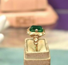 Estate Antique 6Ct Emerald Ring Solitaire Engagement 14k Rose Gold Over - £88.80 GBP