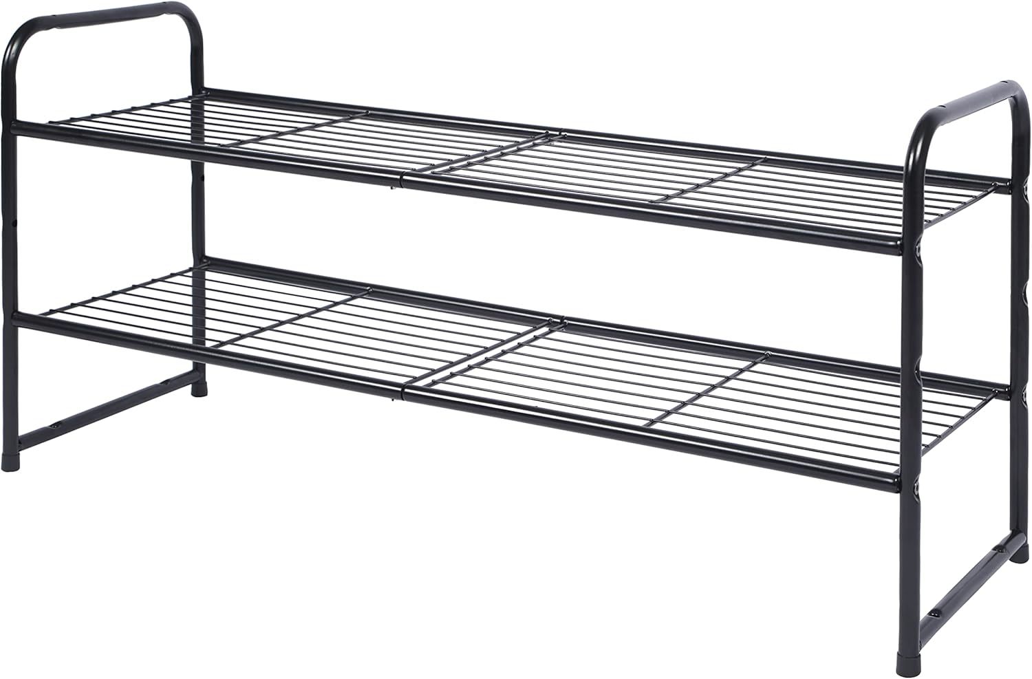 Georis 2-Tier Shoe Rack | Stackable Shoe Organizer | Wire Grid Shoe, Black - $32.99