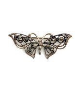 Vintage Sterling Silver Marcasite Butterfly Filigree Pin Brooch - $468.48 MXN