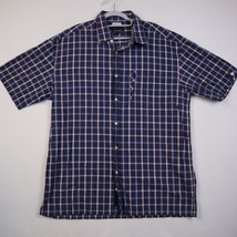 Phat Farm Shirt Adult XL Blue Plaid Short Sleeve Button Up Casual Cotton Men - £20.23 GBP