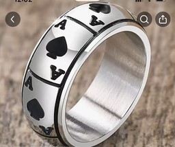 Men/Women Ace of Spades Ring Band Stainless Steel Poker Games Size 7 - £8.77 GBP