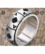 Men/Women Ace of Spades Ring Band Stainless Steel Poker Games Size 7 - $15.03 CAD
