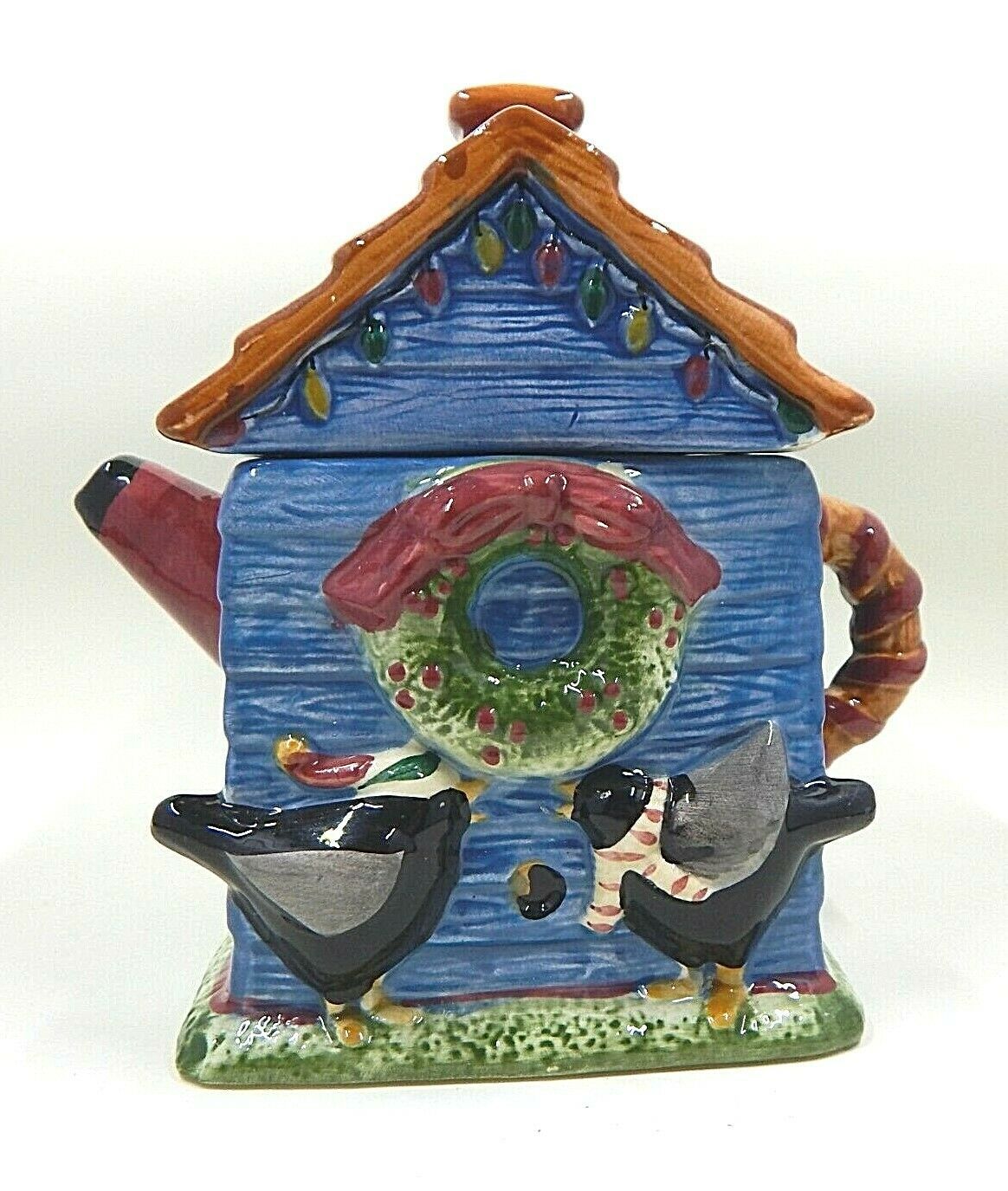 Primary image for Debbie Mumm Hand Painted Christmas Birdhouse Single Serve Teapot By Sakura