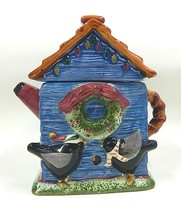 Debbie Mumm Hand Painted Christmas Birdhouse Single Serve Teapot By Sakura - £15.13 GBP