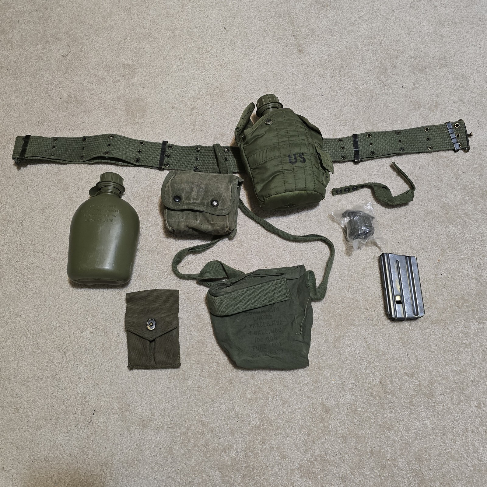 VTG Vietnam War US M1956 LCE Set Belt Pouches Canteen M60 Pouch Mag Med Kit ETC. Item image 2
