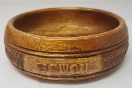 Wood Dresser Bowl Hawaii Handmade Carved Light Brown Round Vintage - $18.95