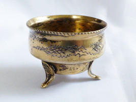 Antique small  Russian Sterling Silver 875 Open Salt Cellar Bowl Footed ... - £66.02 GBP