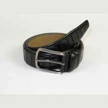 Men Black Genuine Leather Belt PIERO ROSSI Turkey Soft Full Grain #Black line image 5