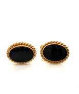 Vintage Singed 14k Gold Filled Oval Black Onyx Cabochon Rope Frame Cuffl... - $843.26 MXN