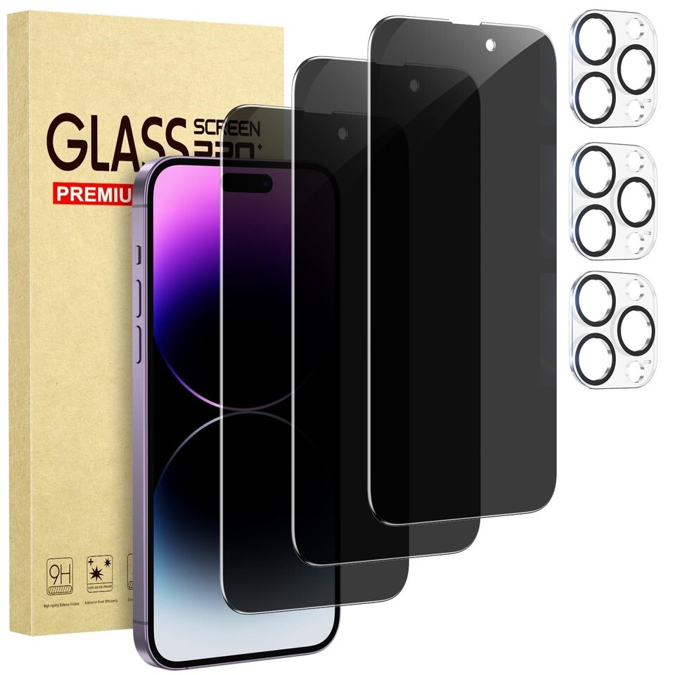3+3 Protector De Pantalla Privacidad Antiespia y Camara Para iPhone 14 P... - $12.82