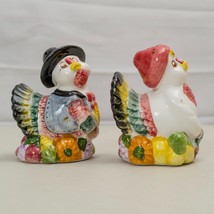 Pair of Porcelain Turkey Salt Pepper Shaker Set Thanksgiving Decor - £11.15 GBP