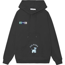 Dog Mama Embroidered Hoodie Sweatshirt M Black Pullover One Sided Pocket NEW - £21.84 GBP