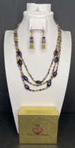 Premier Designs Jewelry Multicolor Beaded Necklace &amp; Earrings SKU PD55 - £26.37 GBP