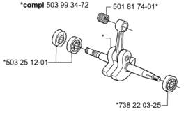 crankshaft ball bearing Husqvarna 503250002, 738220325 - £23.64 GBP