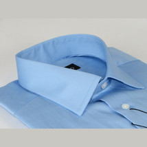 Men Mondego 100% Soft Cotton Dress Business Classic shirt B500 Blue Herringbone image 4