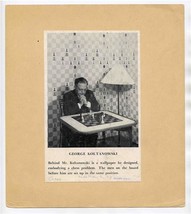 George Koltanowski Chess Board &amp; Wallpaper Picture 1930&#39;s NY Library Col... - £14.19 GBP