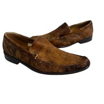 benicio brown hairy leather calf hair slip on loafers mens size 43 - $89.09