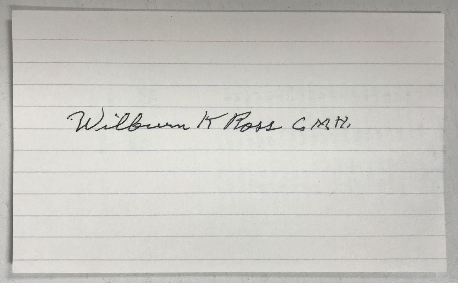 Wilburn K. Ross (d. 2017) Signed Autographed 3x5 Index Card #2 - Medal o... - $17.50