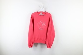 Vintage 90s Streetwear Womens Medium Faded Spell Out Fish Michigan Sweat... - $39.55