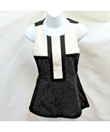 Banana Republic 0 Top Black Ivory Color Block Peplum Ponte Knit Sleevele... - £19.56 GBP