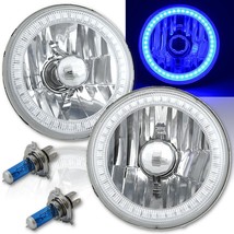 5-3/4 SMD Blue LED Halo Halogen Bulb Headlight Angel Eye Crystal Clear Pair - £97.92 GBP