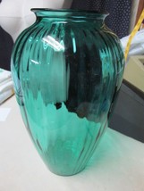 &quot;&quot;LARGE, GREEN, ANCHOR HOCKING RIBBED VASE&quot;&quot; - $24.89