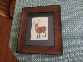 Framed, Matted, Glass Covered DEER BUCK Machine Embroidery - 11 1/2&quot; x 13 3/4&quot; - £11.98 GBP