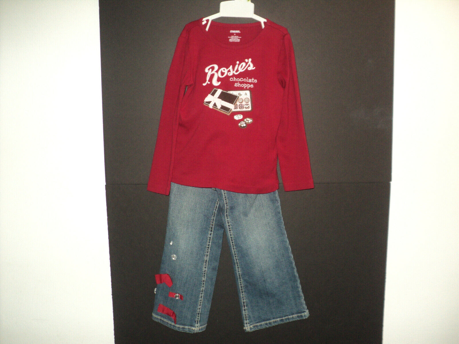 Primary image for Gymboree Sweet Treats Rosie's Chocolate Shoppe Sz 5 Red Shirt, 5 Plus Jeans Set