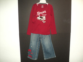 Gymboree Sweet Treats Rosie&#39;s Chocolate Shoppe Sz 5 Red Shirt, 5 Plus Jeans Set - £20.45 GBP