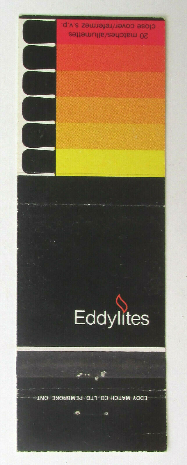 Eddylites - Eddy Match Co. Ltd. Pembroke, Ont. Canada 20 Matches Matchbook Cover - $1.50