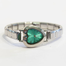 Heart Green Italian Charm Bracelet Watch - Quartz Movement - WW211 black - $13.74