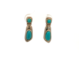 Vintage Sterling Signed 925 WK Whitney Kelly Modernist Turquoise Retro E... - $44.55