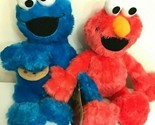 New Set of 2 Large 14.5&quot; Sesame Street Cookie Monster &amp; Elmo Plush Toys ... - £22.83 GBP