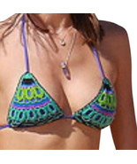 $98 Ale Alessandra Crochet Bikini Top XSmall 2 4 Lilac Tassels Beads Hal... - £40.02 GBP