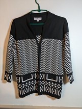 Southern Lady  Sweater Soft Cardigan Black White 3/4 Sleeves Hook Front ... - $18.81