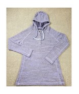 Straight Down Sweater Women&#39;s Medium Woven Purple Hooded Tunic Pullover - $22.74